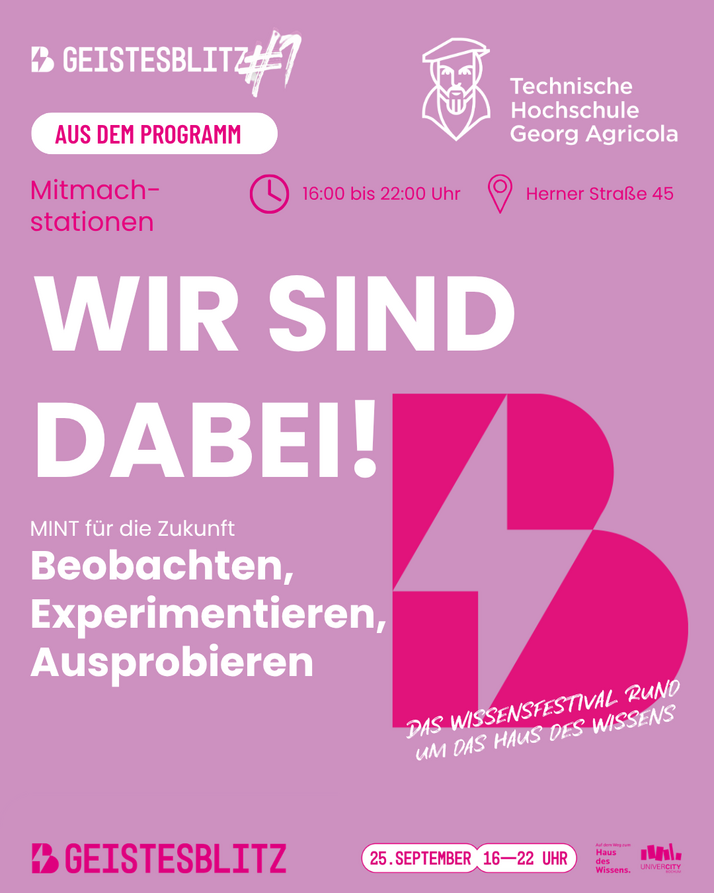 Wir sind beim Wissensfestival Geistesblitz Bochum dabei