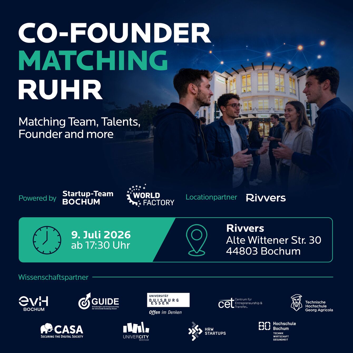 Co Founder Matching Ruhr Termin für Studierende der THGA, die an Gründung denken.